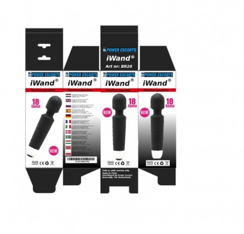 Iwand black rechargeable silicone bodywand massager