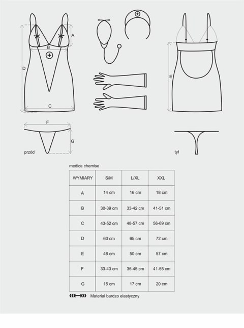 Bielizna-Medica sukienka kostium 5-części S/M + stetoskop