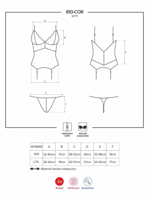 Gorset i stringi 810-COR-2 biały L/XL