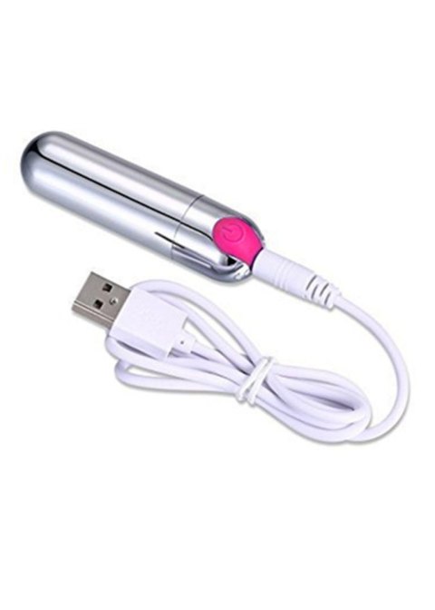 Wibrator-Strong Bullet Vibrator Silver/Pink USB 10 Function