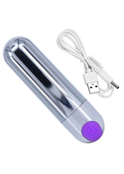 Wibrator-Strong Bullet Vibrator Silver/Purple USB 10 Function