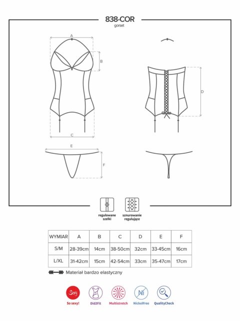 Bielizna-838-COR-3 gorset i stringi S/M