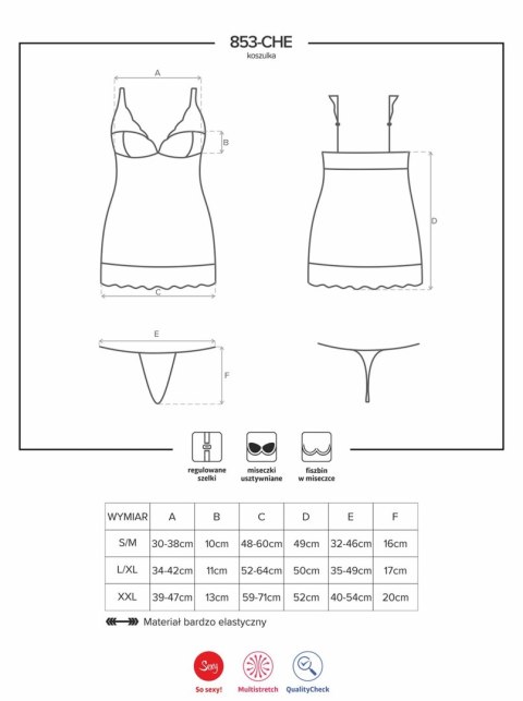 Bielizna-853-CHE-1 koszulka i stringi S/M