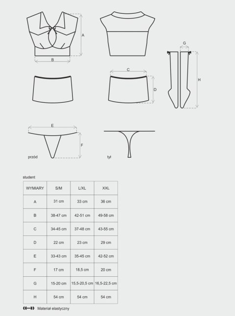 Student kostium 4-częściowy S/M