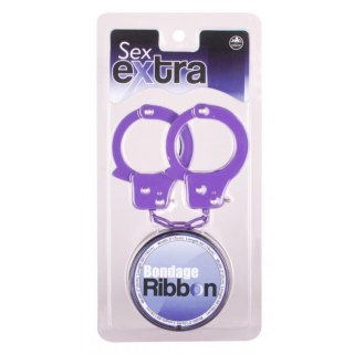 Kajdanki-Purple Sex Extra PVC Ribbon and Handcuffs