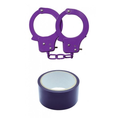 Kajdanki-Purple Sex Extra PVC Ribbon and Handcuffs