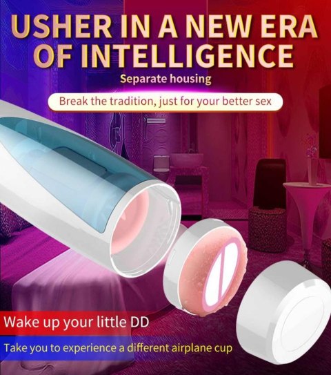 Masturbator-Vibrating, Rotating and Flashing Masturbation USB 10+10 Function / Talk Mode