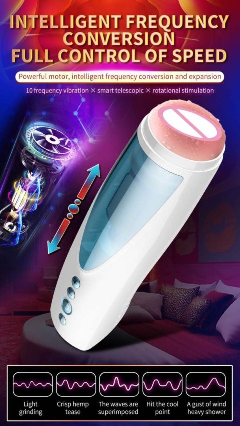 Masturbator-Vibrating, Rotating and Flashing Masturbation USB 10+10 Function / Talk Mode