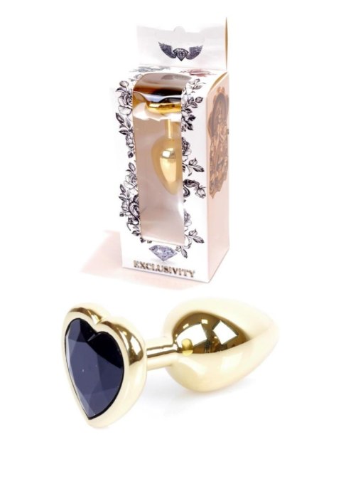 Plug-Jewellery Gold Heart PLUG- Black