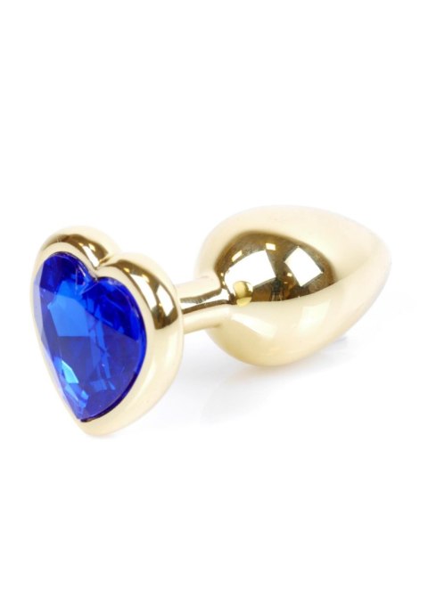 Plug-Jewellery Gold Heart PLUG- Dark Blue