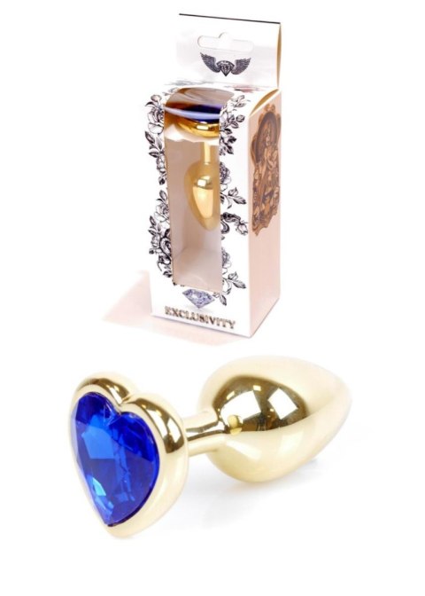 Plug-Jewellery Gold Heart PLUG- Dark Blue