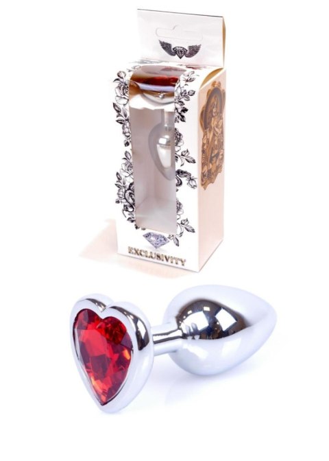 Plug-Jewellery Silver Heart PLUG- Red