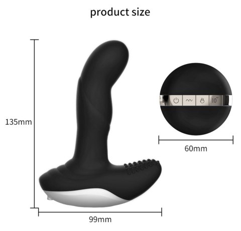 Wibrator-Silicone Massager USB 7 Function + Pulsator / Heating BLACK