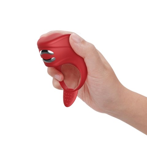 Wibrator-Silicone Ring Red USB 7 Function + Electro stim / remote control