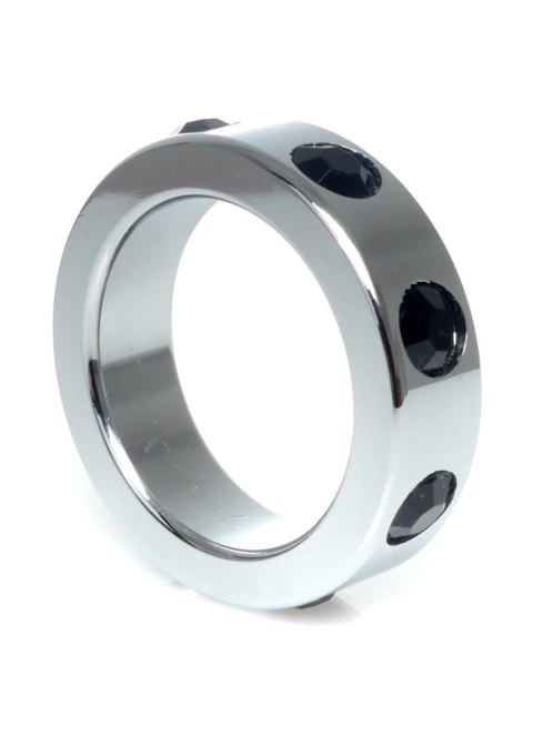 Pierścień-Metal Cock Ring with Black Diamonds Medium