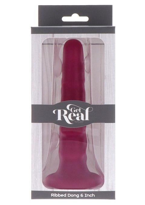 Ribbed Dong 6 Inch Red