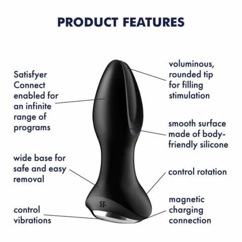 Plug-Vibrator Rotation Plug 2 Connect App (Black)