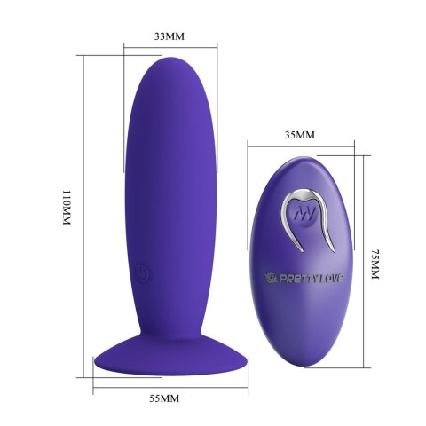 PRETTY LOVE - Remotr control vibrating plug - Youth, Wireless remote control 12 vibration functions Suction base