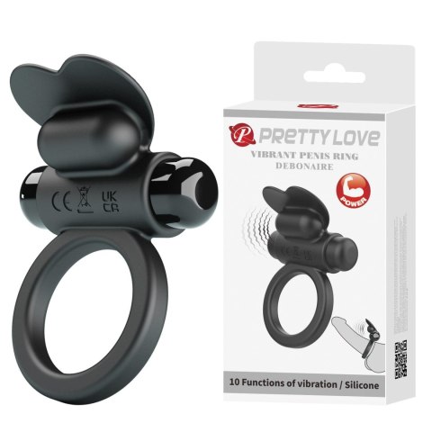 PRETTY LOVE - VIBRANT PENIS RING DEBONAIRE Black, 10 vibration functions