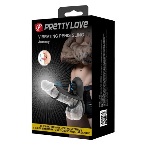 PRETTY LOVE - VIBRATING PENIS SLING Jammy, 12 vibration functions 12 licking settings Memory function