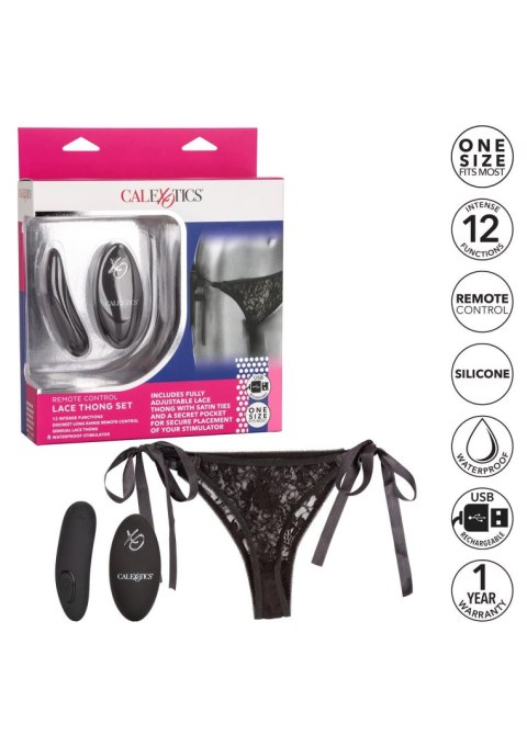 Remote Control Lace Thong Set Black