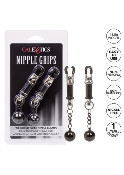 Weighted Twist Nipple Clamps Silver