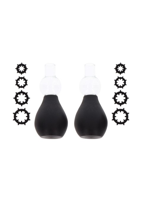 Nipple Enlargers with 8 Rings Black