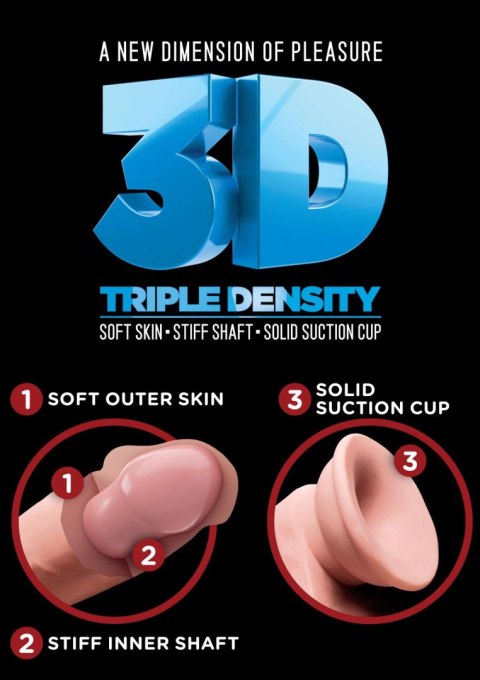 3D Triple Density Cock 8 inch Light skin tone