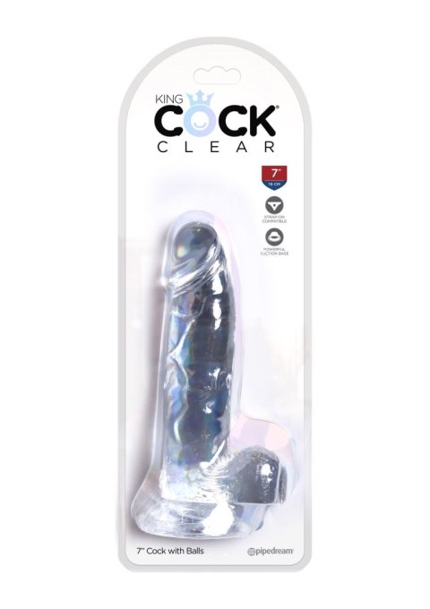 King Cock 7 Inch Cock w Balls Transparent