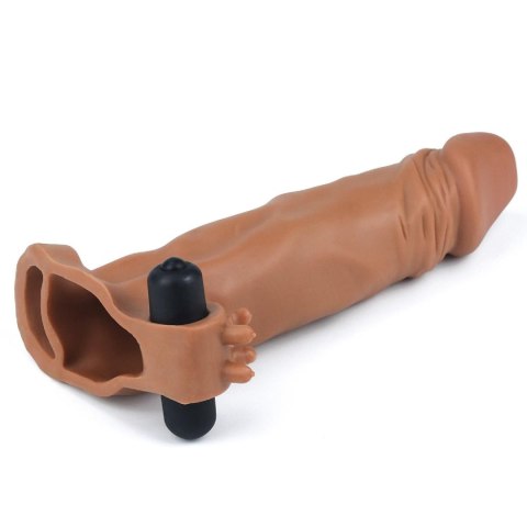 Add 2"" Pleasure X Tender Vibrating Penis Sleeve Brown