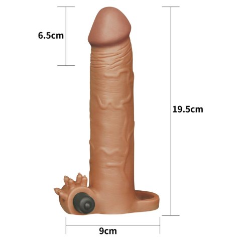 Add 3" Pleasure X Tender Vibrating Penis Sleeve Brown