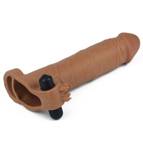 Add 3" Pleasure X Tender Vibrating Penis Sleeve Brown