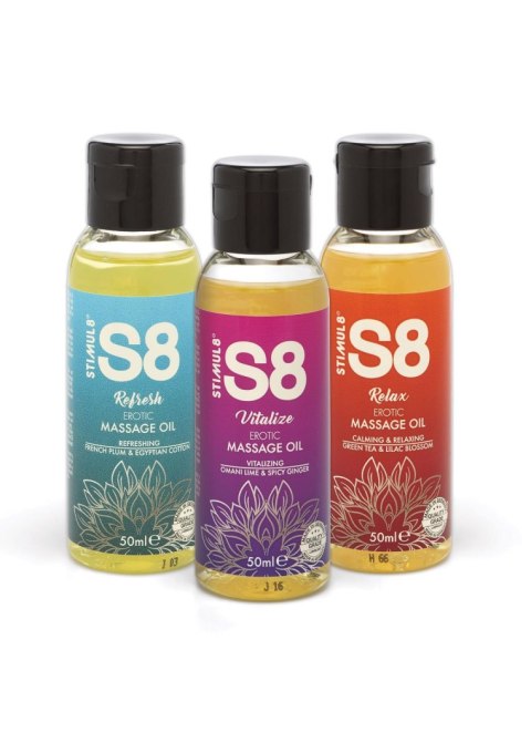 S8 Massage Oil Box 3x 50ml Multi flavour