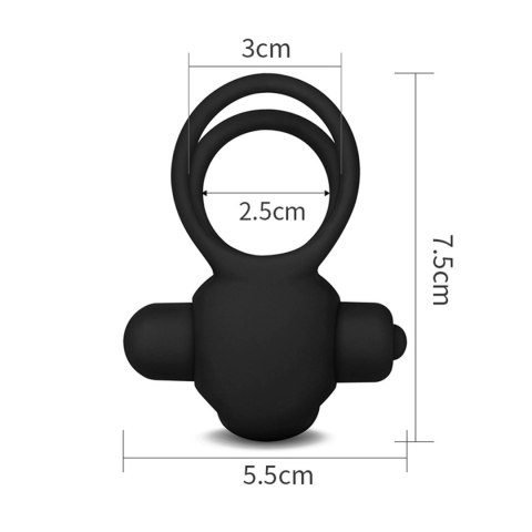 Power Clit Duo Silicone Cockring Black