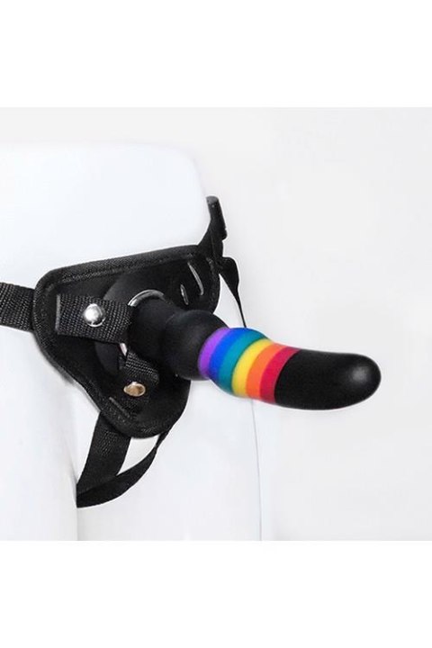 COLOURFUL LOVE STRAP ON SOLID DILDO