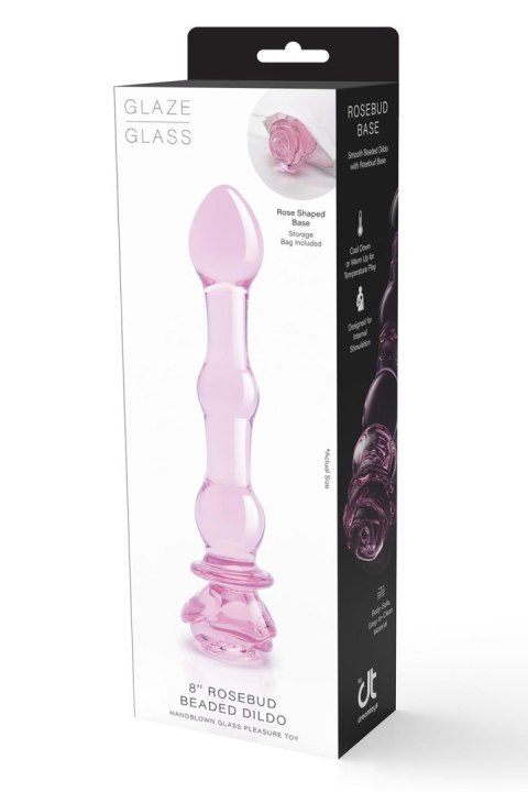 GLAZE GLASS ROSEBUD BEADED DILDO