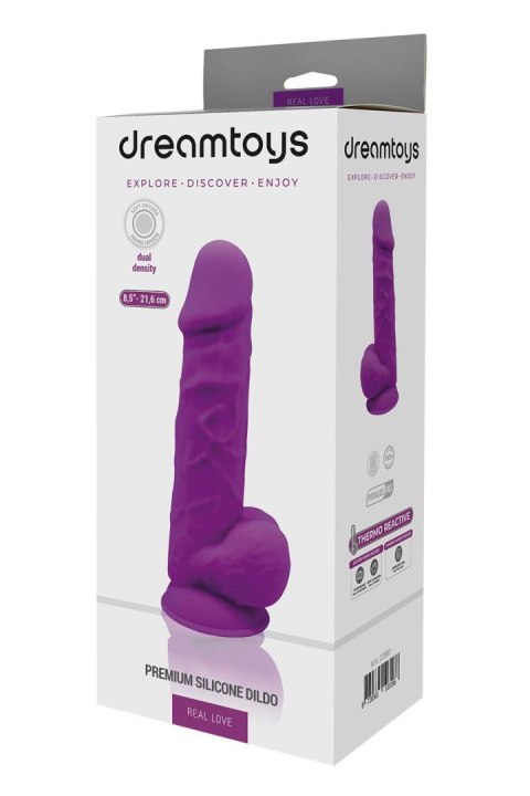 REAL LOVE DILDO WITH BALLS 8.5INCH PURPLE