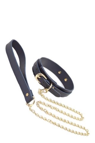 BONDAGE COUTURE COLLAR AND LEASH BLUE