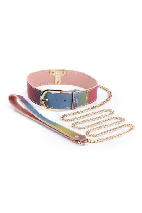 SPECTRA BONDAGE COLLAR & LEASH RAINBOW