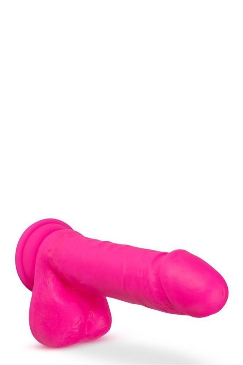 NEO ELITE 8 INCH SILICONE DUAL DENSITY COCK WITH BALLS NEON PINK