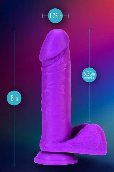 NEO ELITE 8INCH COCK WITH BALLS NEON PURPLE