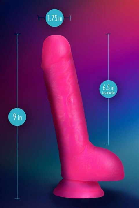 NEO ELITE 9 INCH COCK WITH BALLS NEON PINK