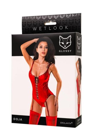 Glossy Wetlook Doja bodysuit, Czerwone body rozm. M