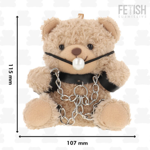 Detal ekoskórzanych pasków i metalowych nitów w Fozzie Teddy Bear BDSM Fetish Submissive