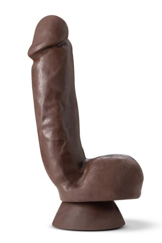 DR. SKIN PLUS 8 INCH THICK POSEABLE DILDO WITH SQUEEZABLE BALLS CHOCOLATE