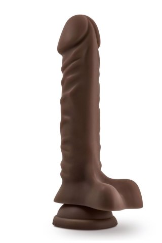 DR. SKIN PLUS 9 INCH POSABLE DILDO WITH BALLS CHOCOLATE