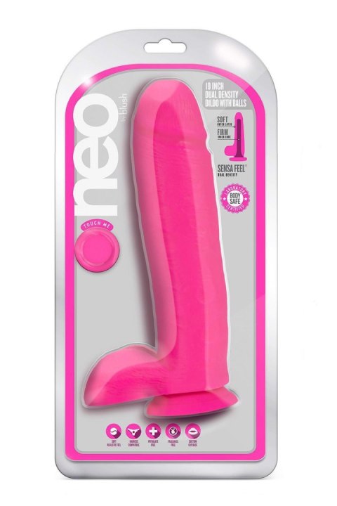 NEO 10 INCH DUAL DENSITY DILDO NEON PINK