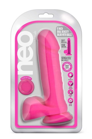 NEO 8 INCH DUAL DENSITY DILDO NEON PINK