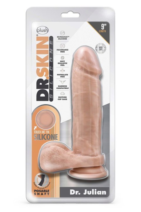 DR. SKIN SILICONE DR. JULIAN 9 INCH DILDO WITH SUCTION CUP VANILLA