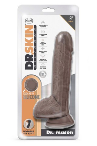 DR. SKIN SILICONE DR. MASON 9 INCH DILDO WITH SUCTION CUP CHOCOLATE